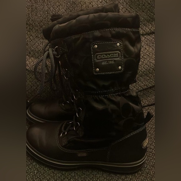 Coach Shiane all weather winter boots 5.5 women’s black logo - Picture 2 of 9